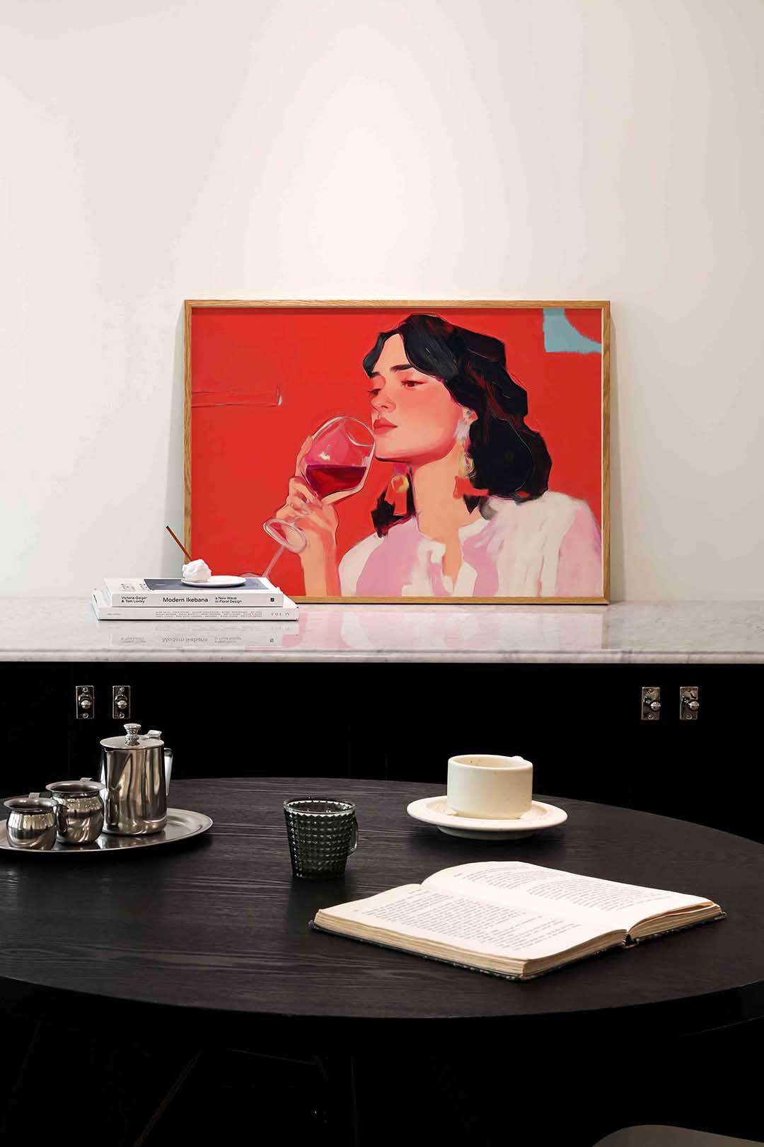 Vrouw met wijnglas Poster