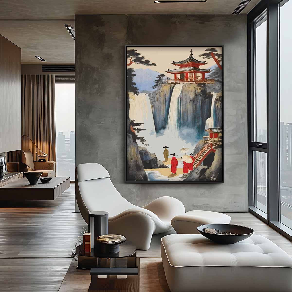 Mystieke Watervallen in Japan Kunstwerk-canvas-dibond-plexiglas-wanddecoratie-WallArtistic