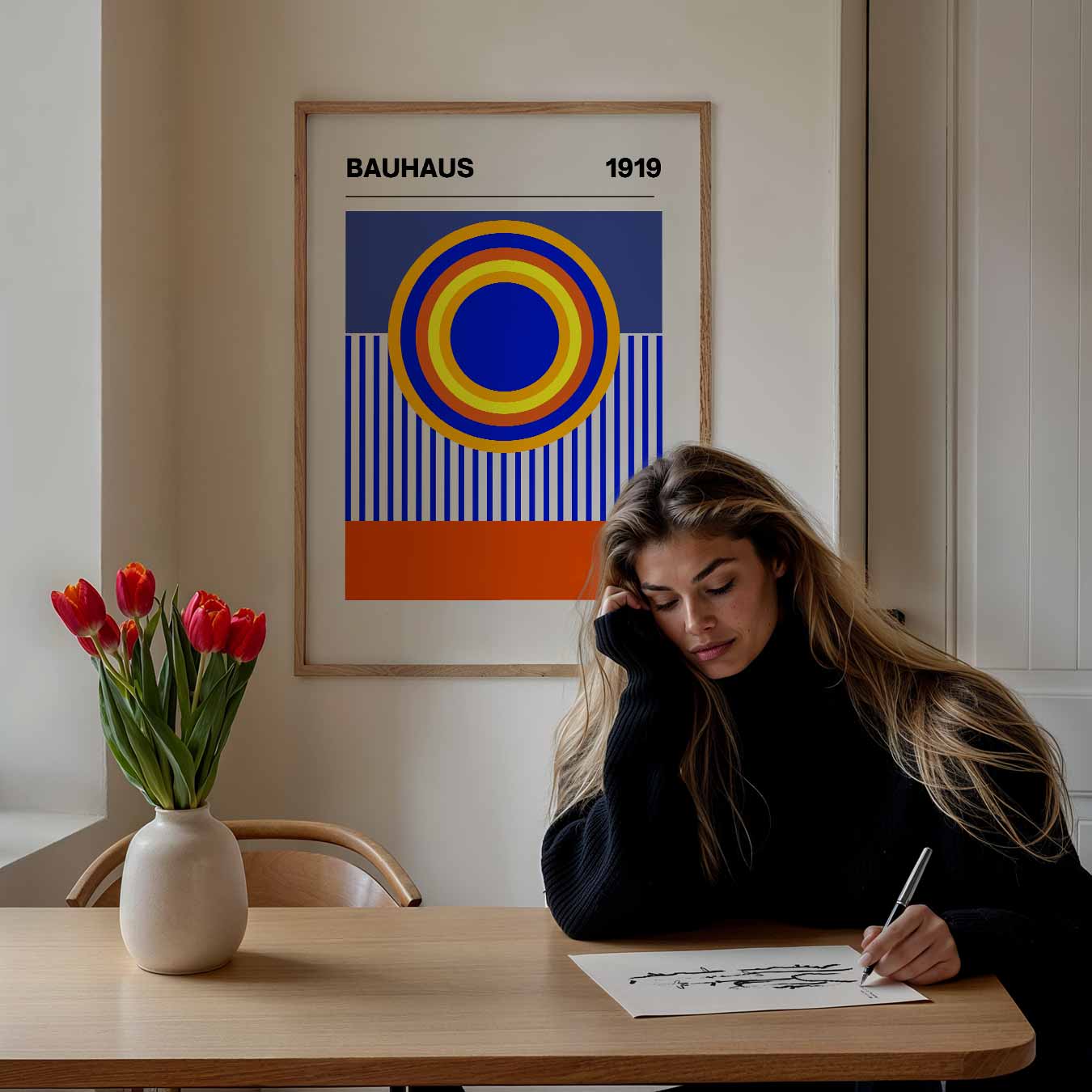 Retro Bauhaus Cirkelkunst Poster