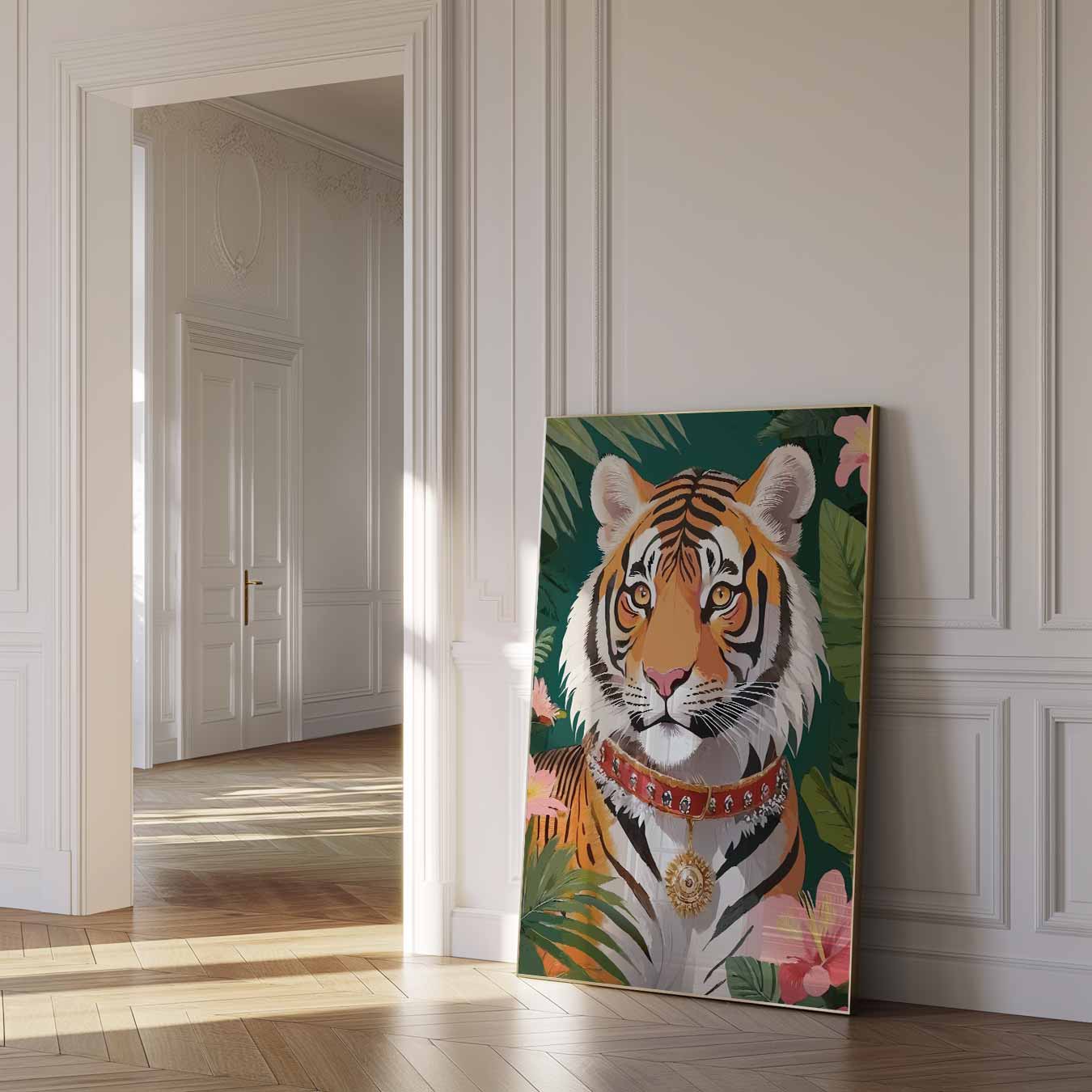 Elegante Tijger in Tropisch Paradijs Poster