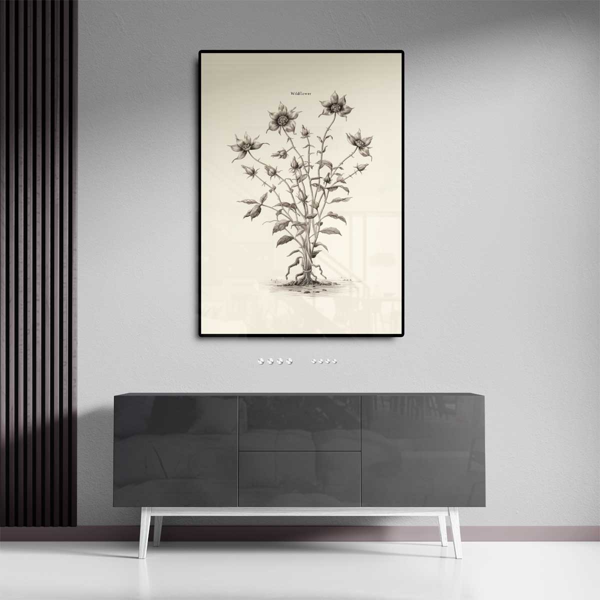 Sierlijke Wilde Bloem Illustratie Kunstwerk-canvas-dibond-plexiglas-wanddecoratie-WallArtistic