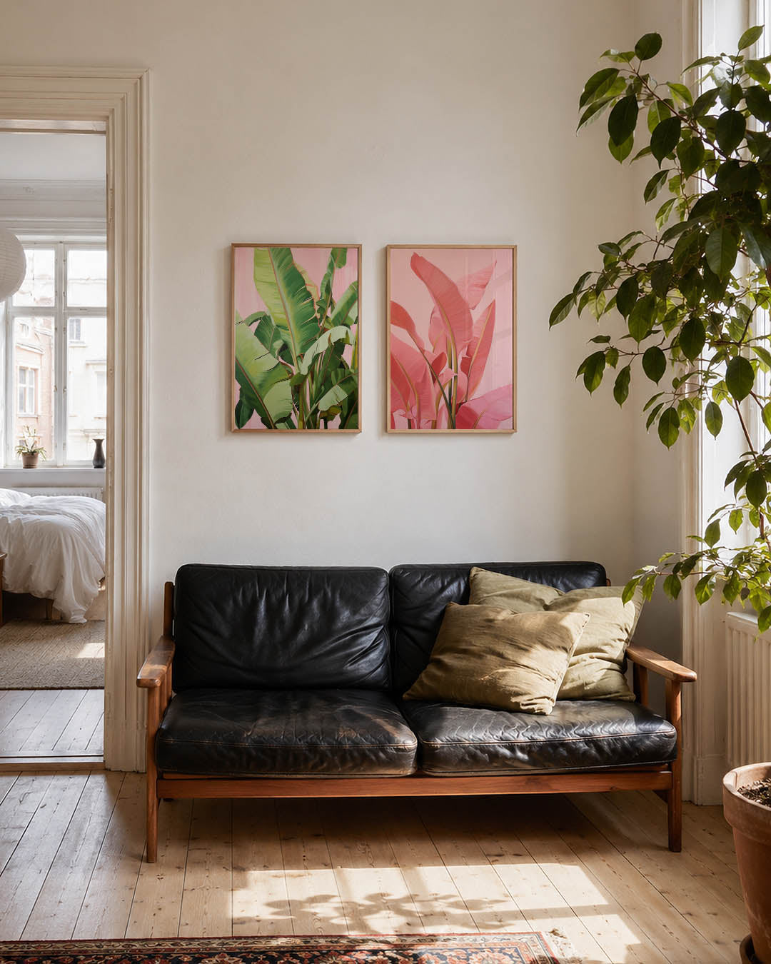 Blad en roze Posterset