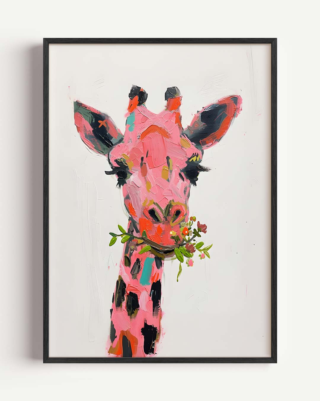 Kleurrijke Giraffe met Bloemen Poster-WallArtistic