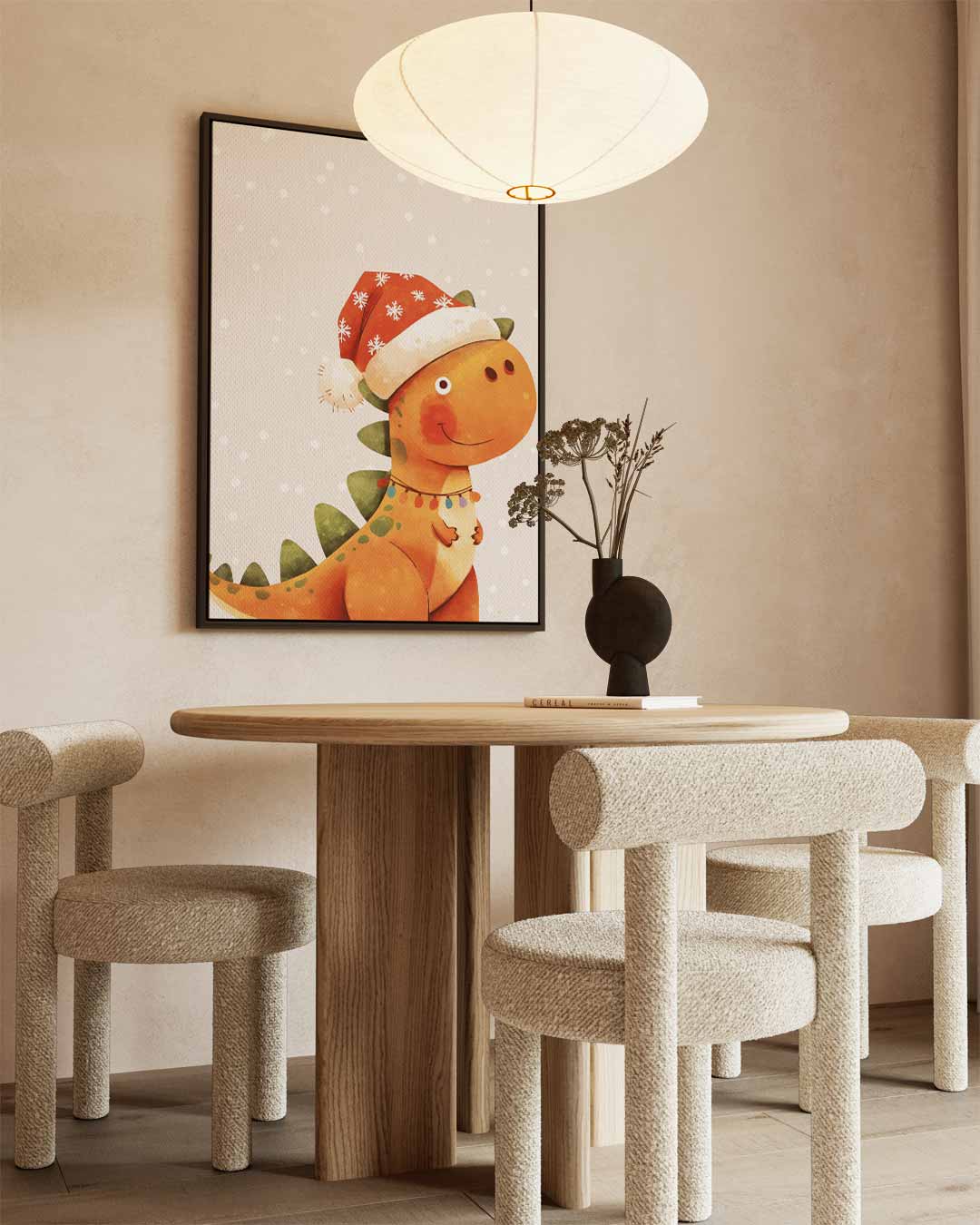 Kerstdino Vrolijkheid Kunstwerk-canvas-dibond-plexiglas-wanddecoratie-WallArtistic
