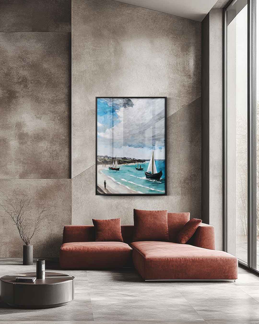 Zeezicht met Vissersboten Kunstwerk-canvas-dibond-plexiglas-wanddecoratie-WallArtistic