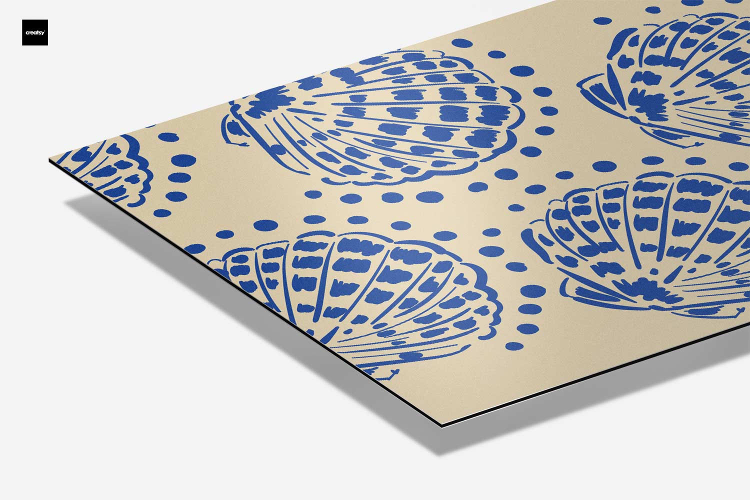 Blauwe Schelpenpatroon Kunstwerk-canvas-dibond-plexiglas-wanddecoratie-WallArtistic