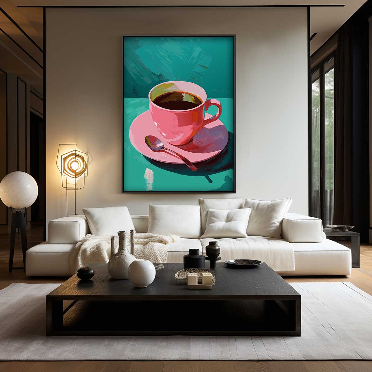 Roze Koffiekop Kunstwerk Kunstwerk-canvas-dibond-plexiglas-wanddecoratie-WallArtistic