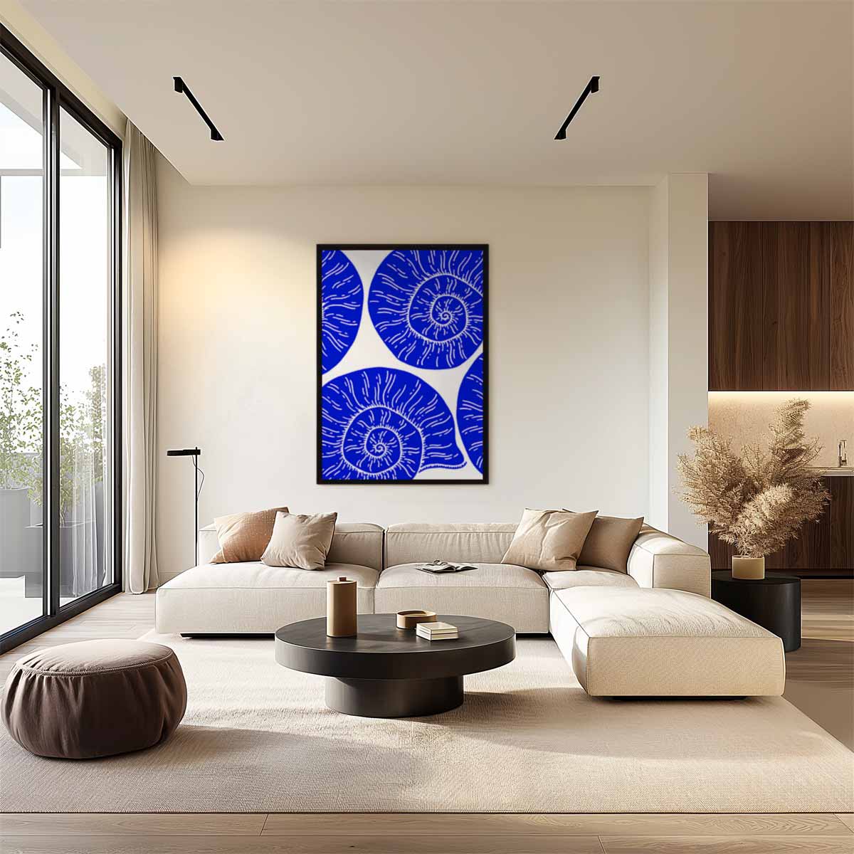 Blauwe Spiralen Kunstwerk-canvas-dibond-plexiglas-wanddecoratie-WallArtistic