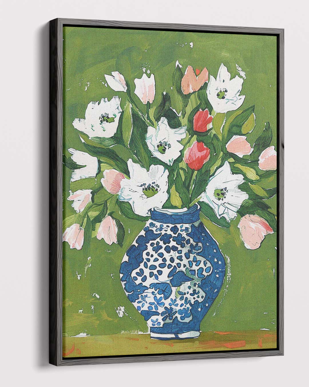 Bloemen in Blauwe Vaas Kunstwerk-canvas-dibond-plexiglas-wanddecoratie-WallArtistic