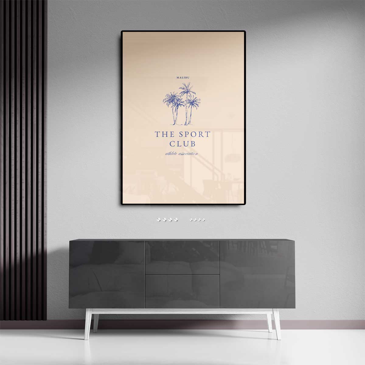 Malibu Sport Club Palmbomen Kunstwerk-canvas-dibond-plexiglas-wanddecoratie-WallArtistic