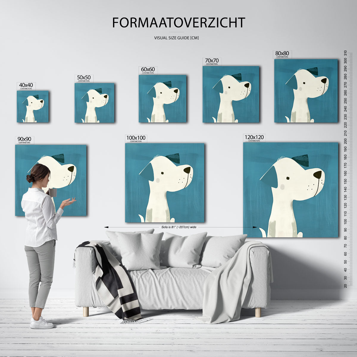 Hond met blauwe achtergrond Poster