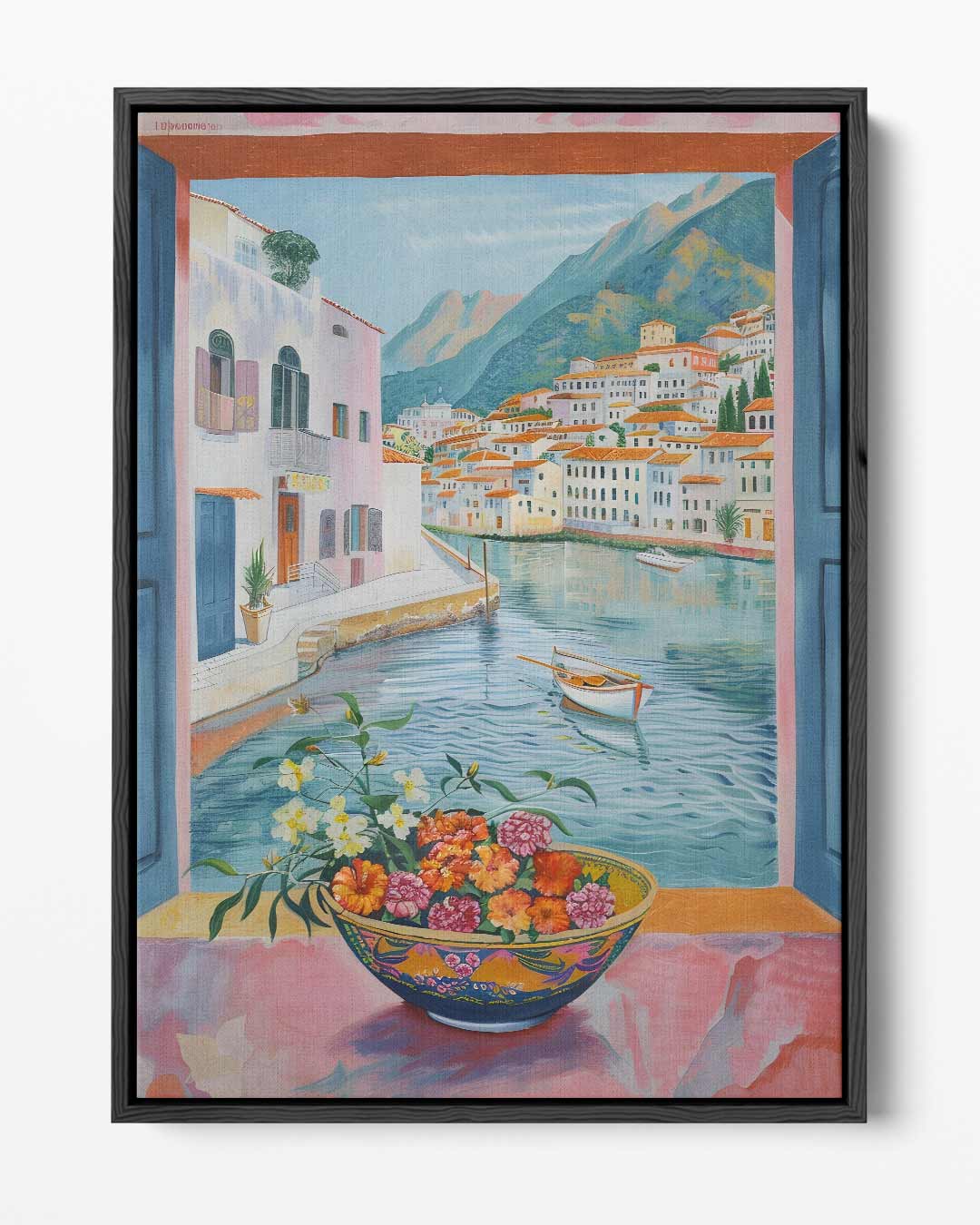 Uitzicht op een Mediterraan Dorp Kunstwerk-canvas-dibond-plexiglas-wanddecoratie-WallArtistic
