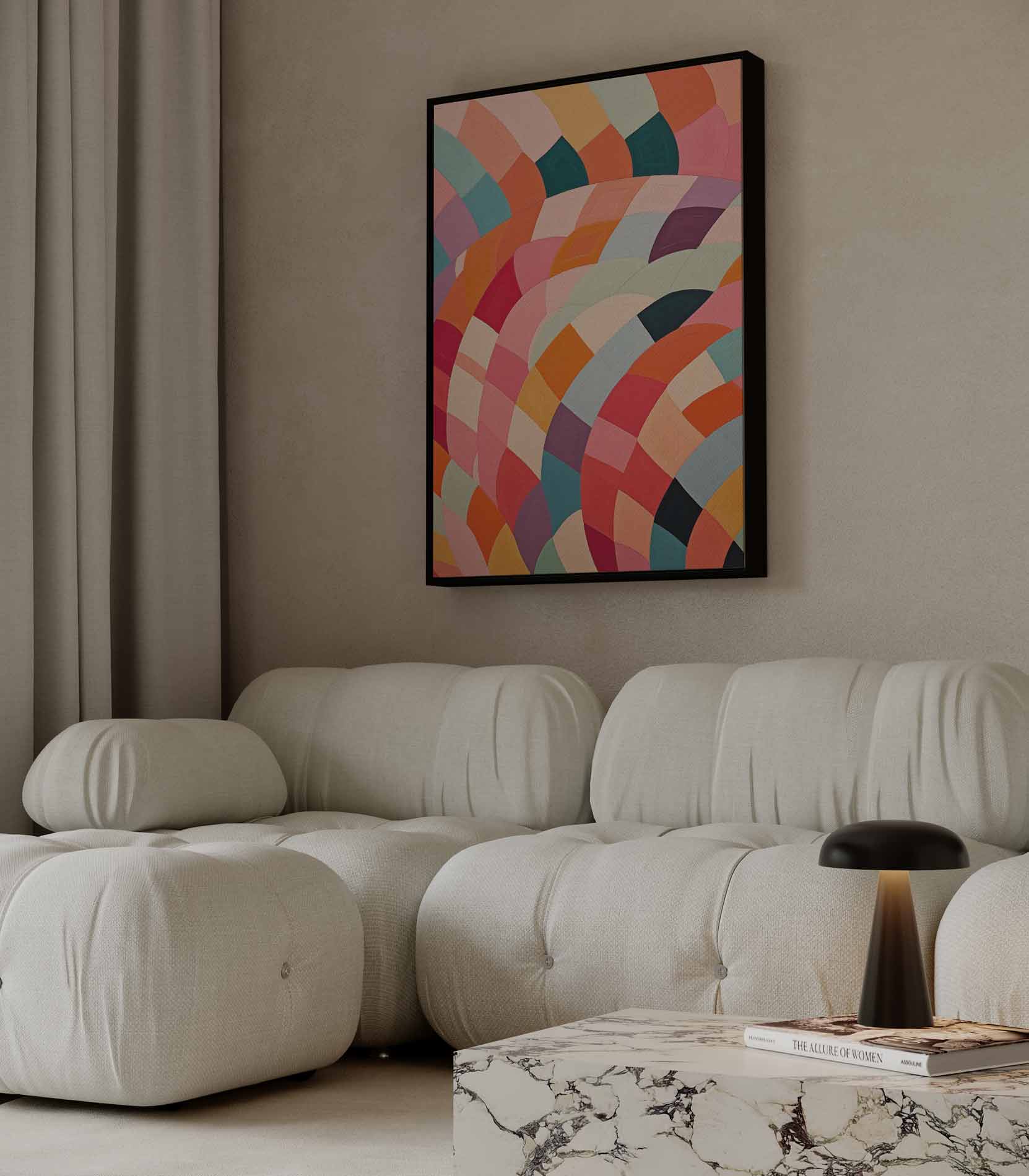Kleurrijke Abstracte Harmonie Kunstwerk-canvas-dibond-plexiglas-wanddecoratie-WallArtistic