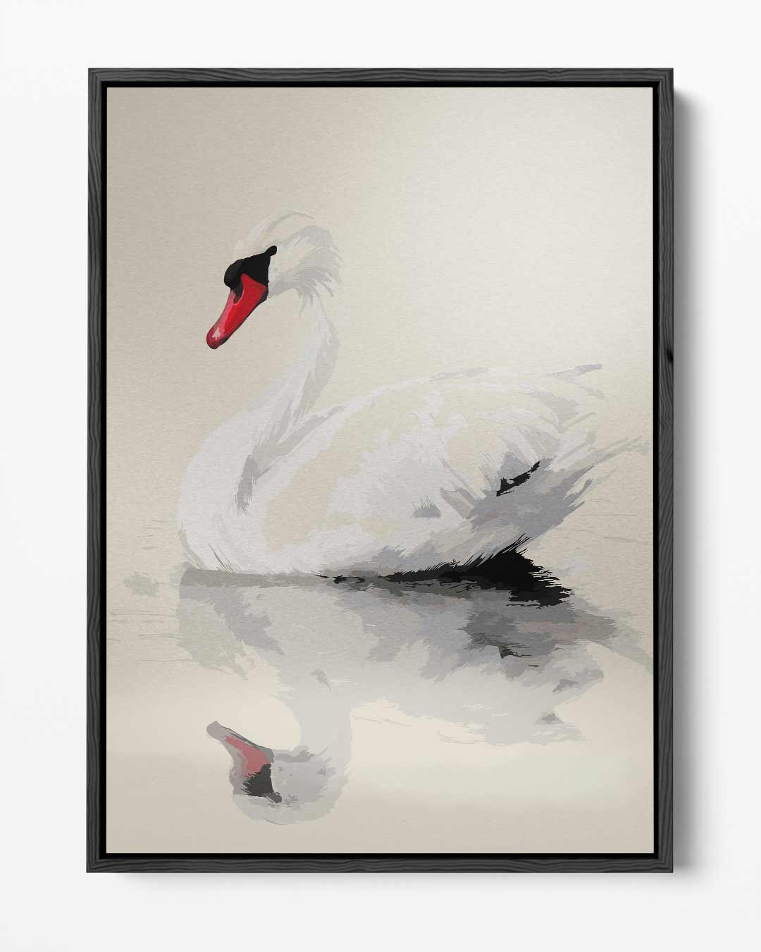 Elegante Zwaan Reflectie Kunstwerk-canvas-dibond-plexiglas-wanddecoratie-WallArtistic