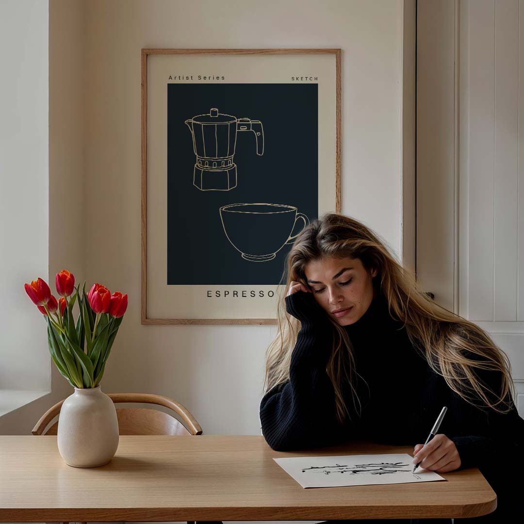 Artistieke Espresso Sketch Poster-WallArtistic