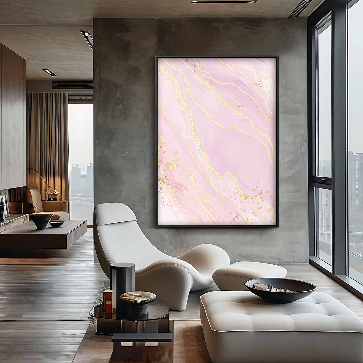 Dromerige Marmeren Abstractie Kunstwerk-canvas-dibond-plexiglas-wanddecoratie-WallArtistic