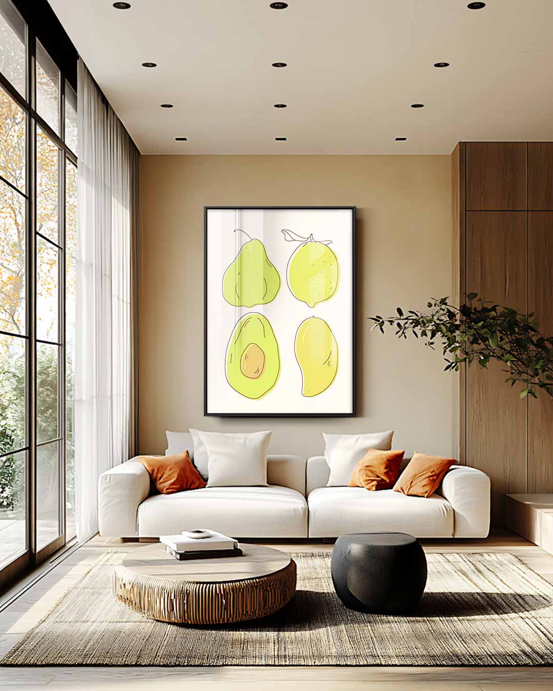 Fruitige Illustratie van Vruchten Kunstwerk-canvas-dibond-plexiglas-wanddecoratie-WallArtistic