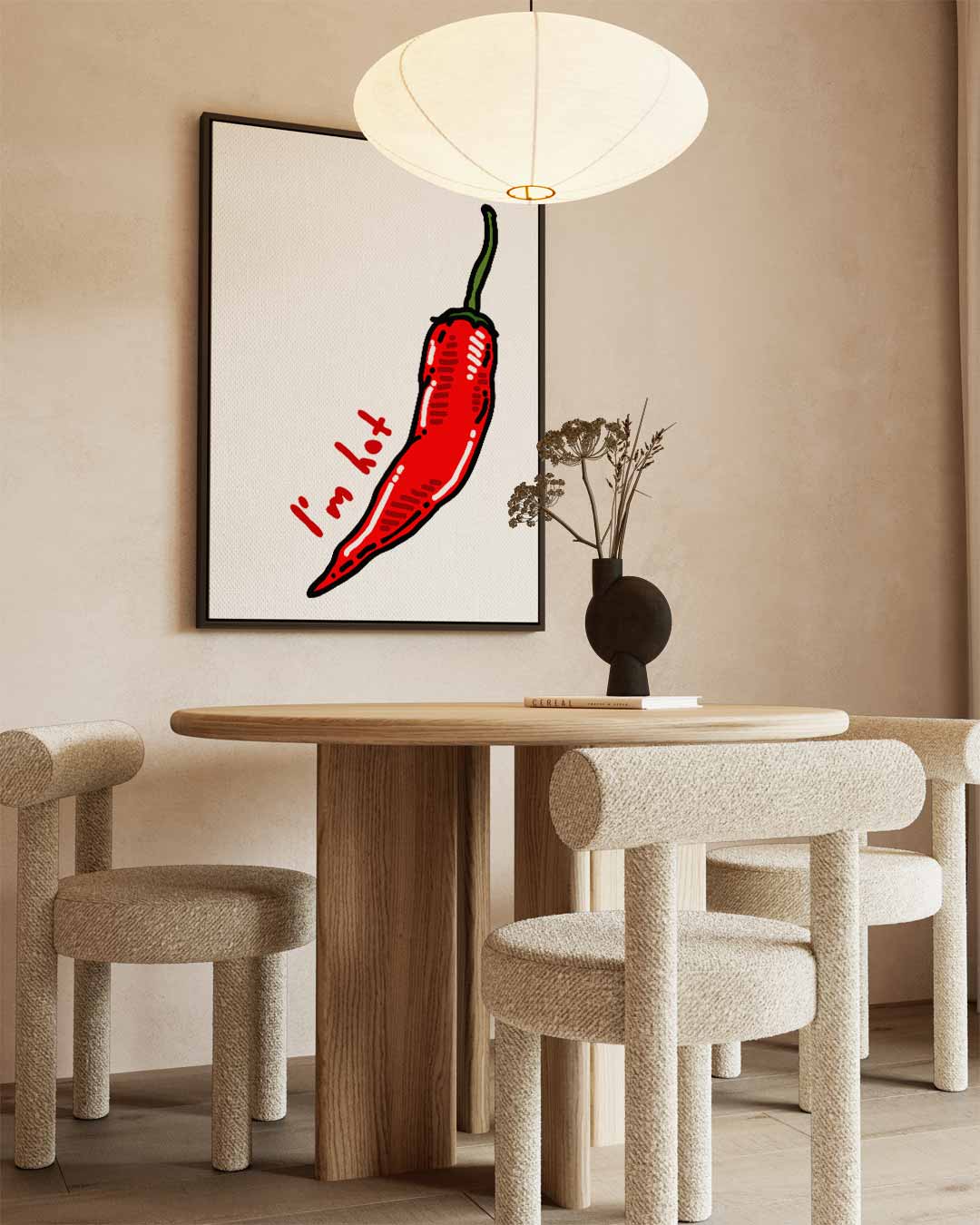Prachtige Rode Chili Illustratie Kunstwerk-canvas-dibond-plexiglas-wanddecoratie-WallArtistic