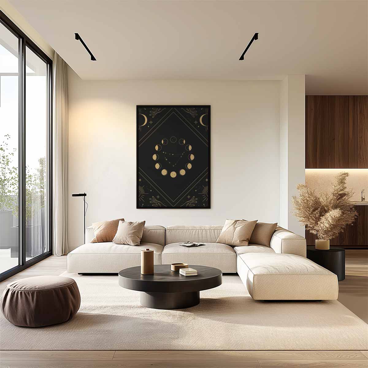 Maanfasen en Sterren Kunstwerk-canvas-dibond-plexiglas-wanddecoratie-WallArtistic