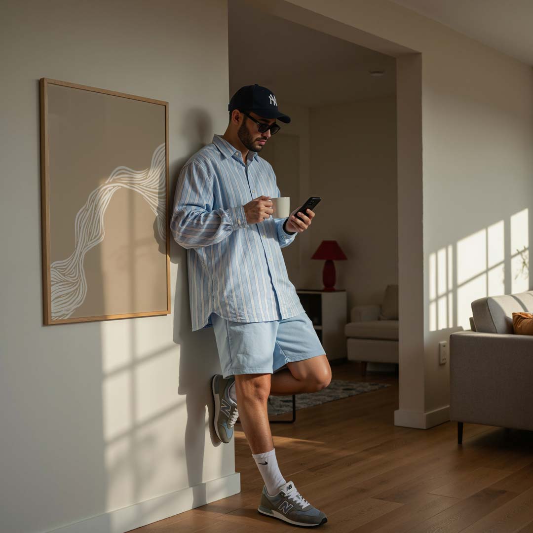 Organische Lijnen op Beige Achtergrond Poster-WallArtistic