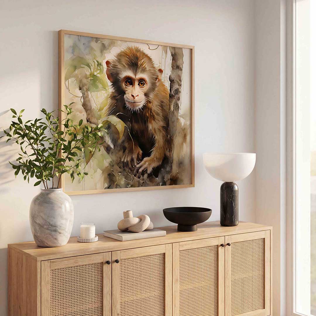 Jonge aap in boom Poster