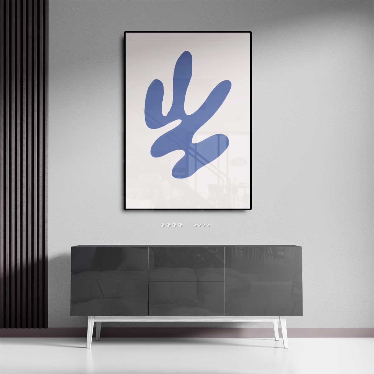 Blauwe Vloeiende Vorm Kunstwerk-canvas-dibond-plexiglas-wanddecoratie-WallArtistic