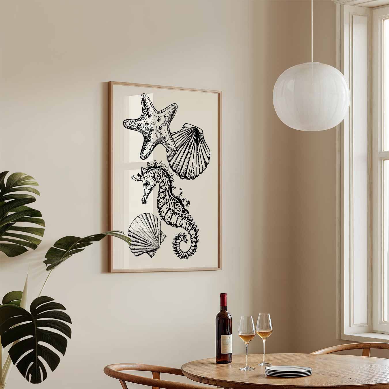 Zeedieren Sierlijke Illustraties Poster-WallArtistic