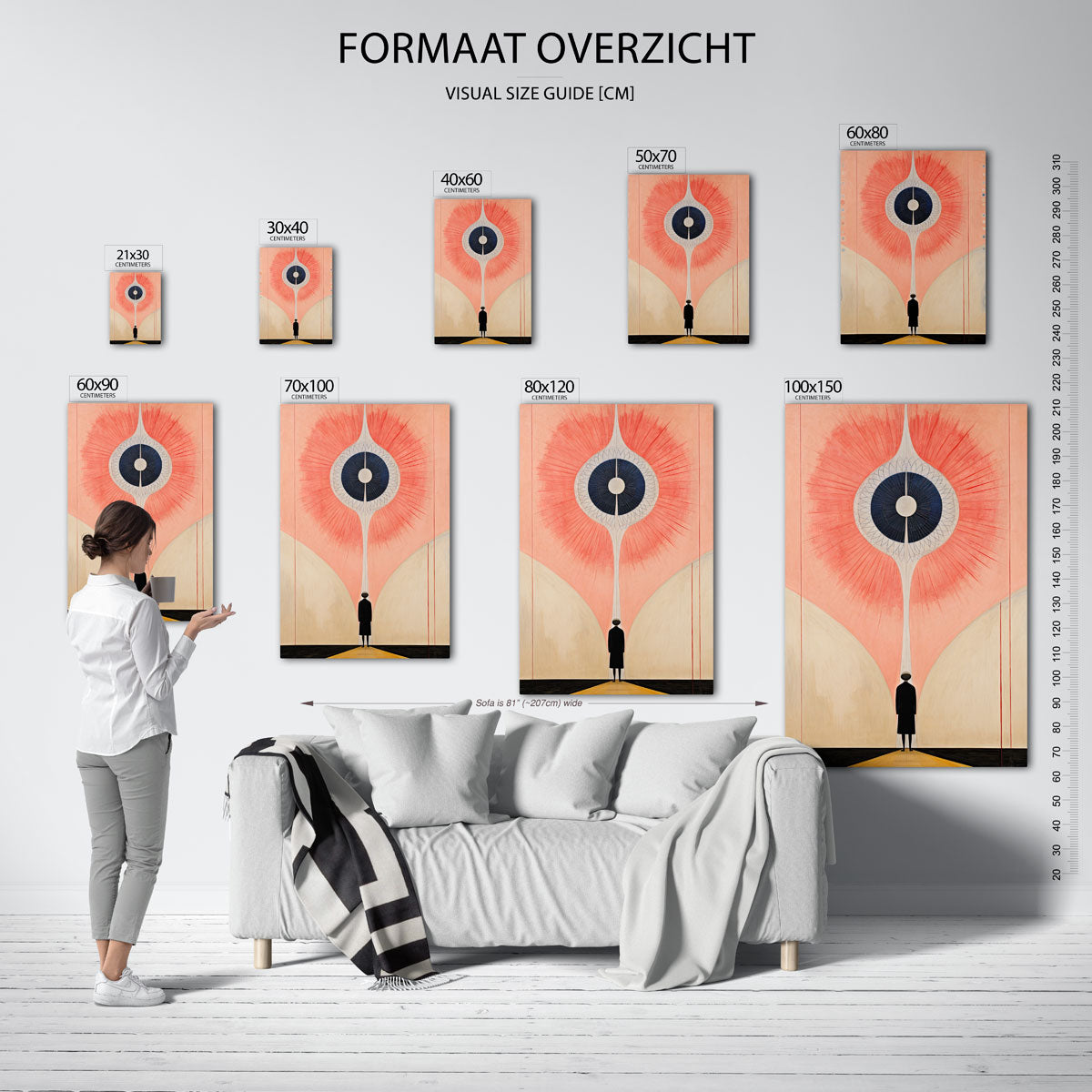 Centrale figuur met geometrisch patroon Poster