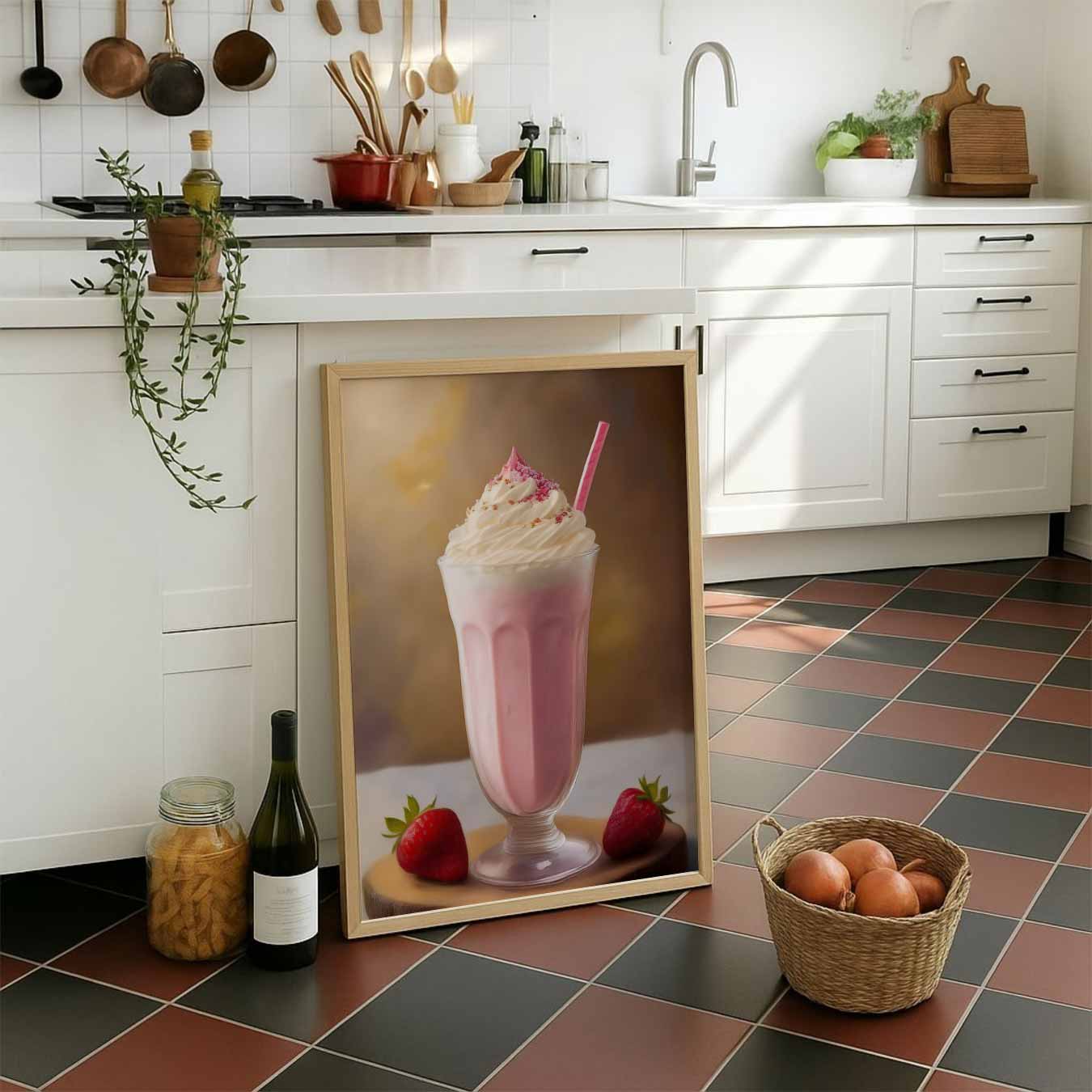 Romantische Aardbeienmilkshake Poster-WallArtistic