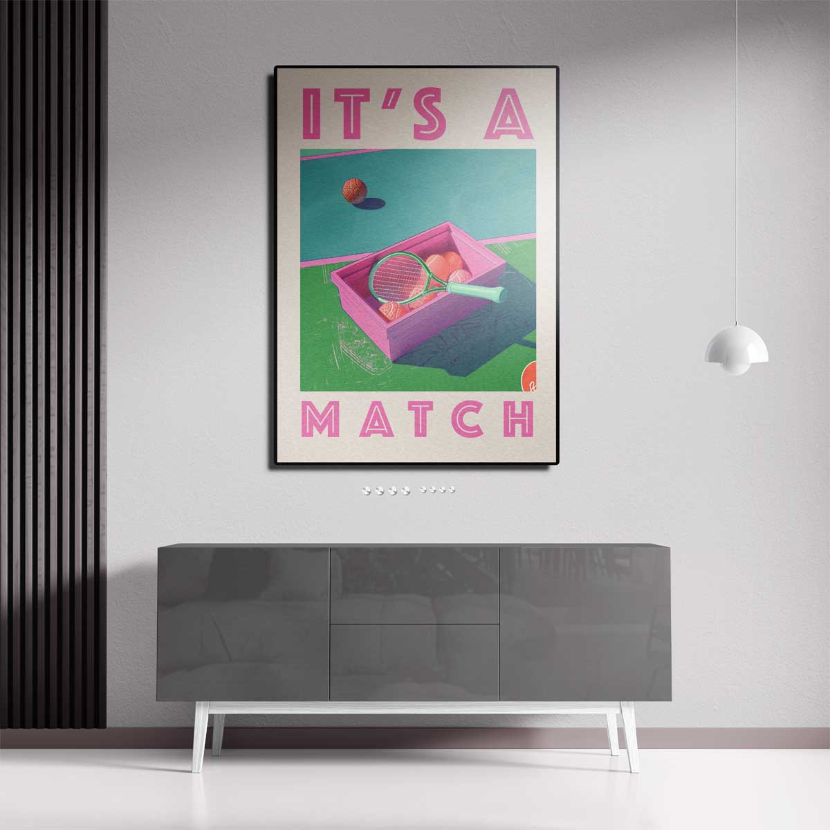 It's a Match - Retro Tennis Kunstwerk-canvas-dibond-plexiglas-wanddecoratie-WallArtistic