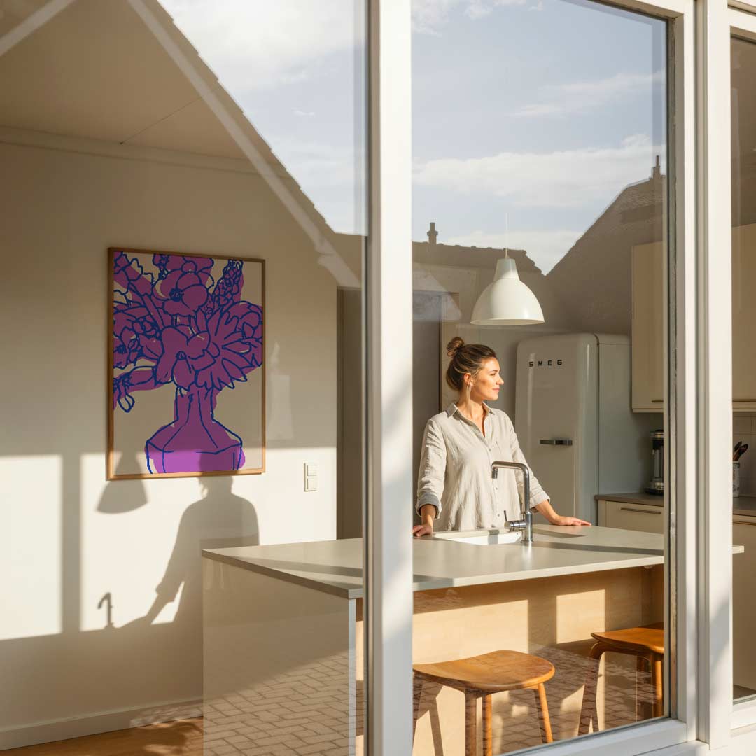 Vrolijke Bloemenpracht in Paars Poster-WallArtistic