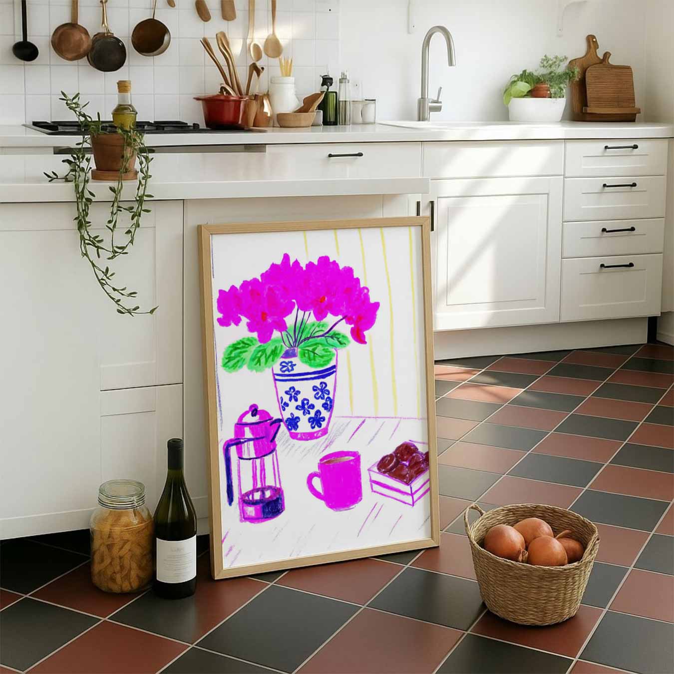 Gezellige Koffiehoek in Bloei Poster