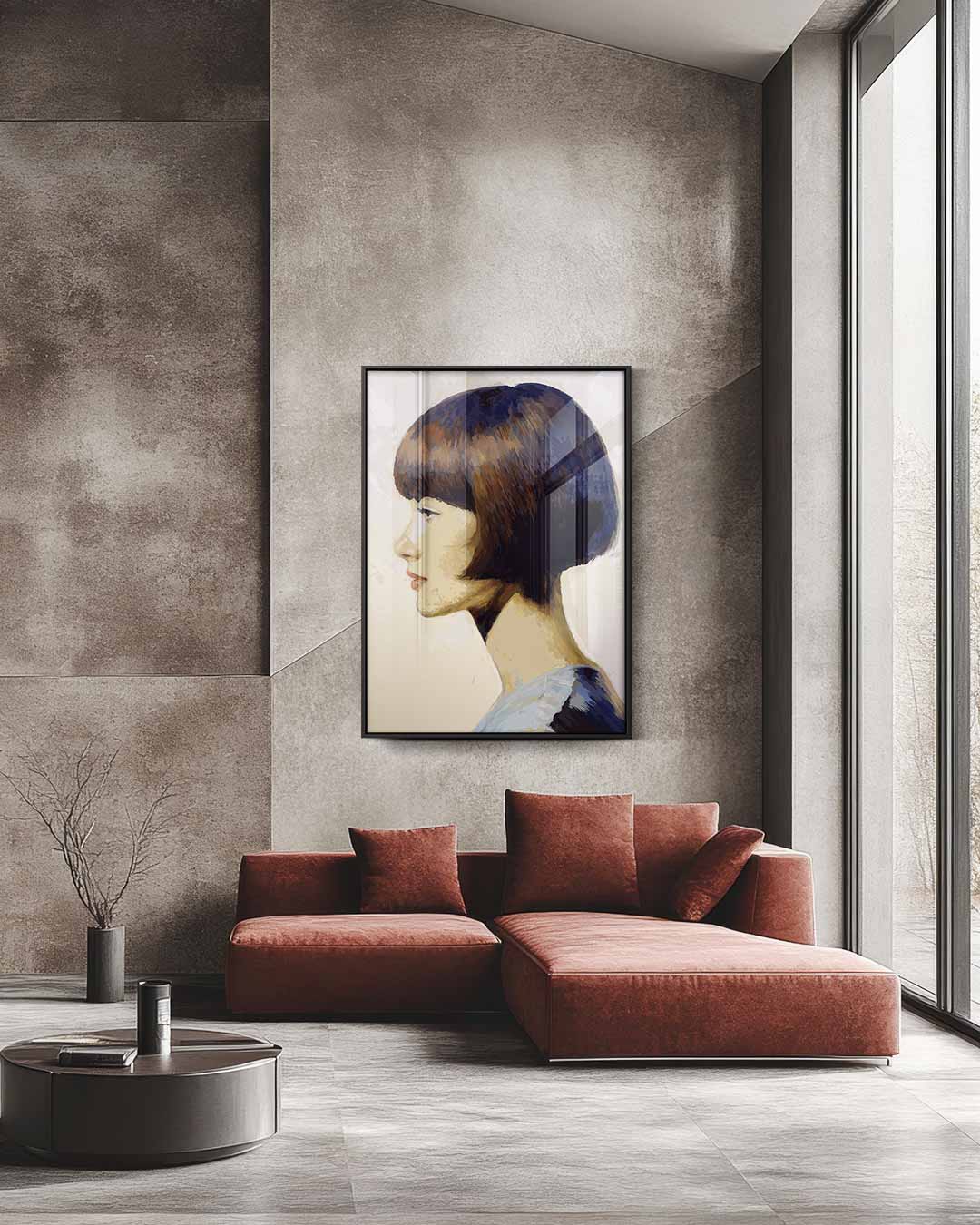 Modern Portret in Profiel Kunstwerk-canvas-dibond-plexiglas-wanddecoratie-WallArtistic