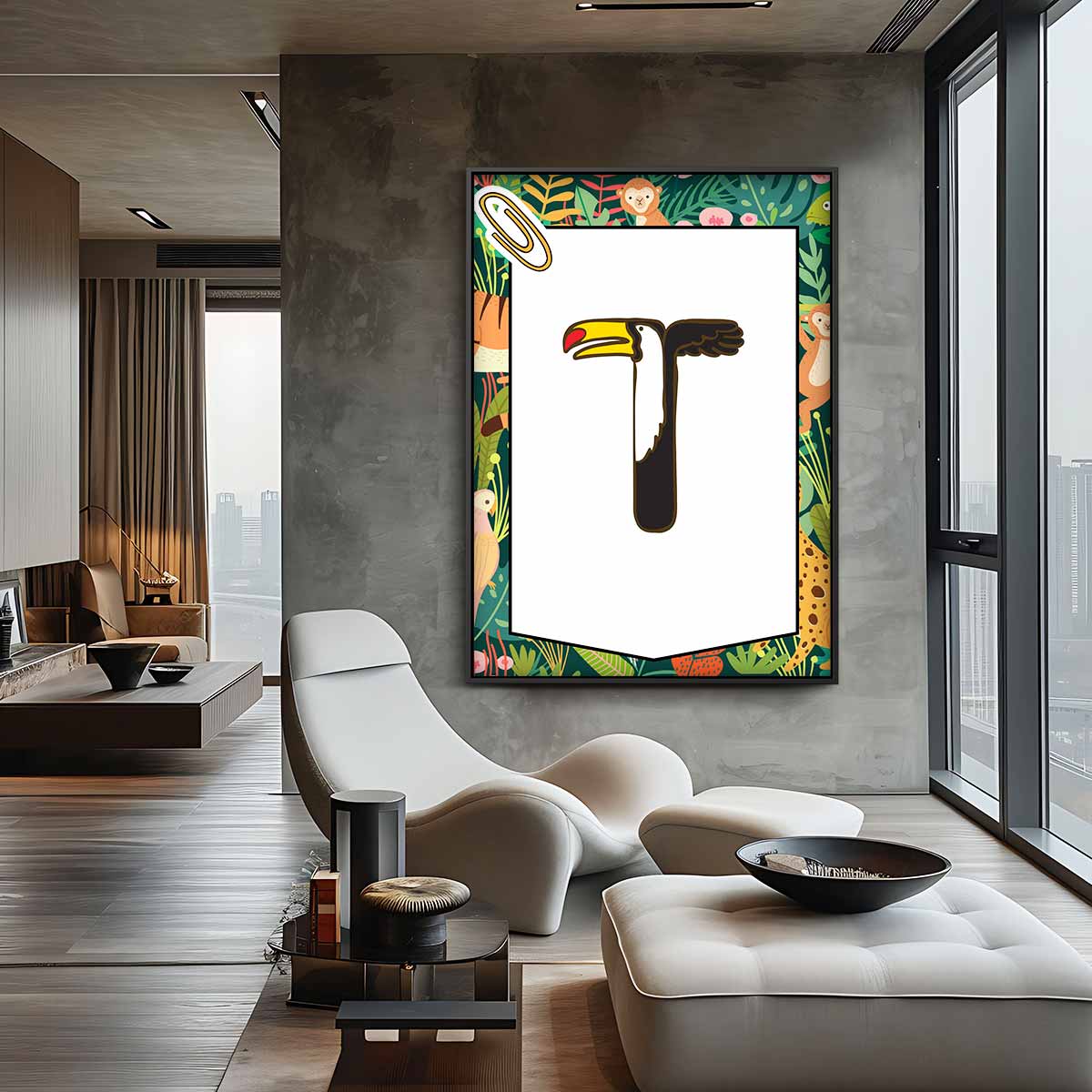T is voor Toekan Kunstwerk-canvas-dibond-plexiglas-wanddecoratie-WallArtistic