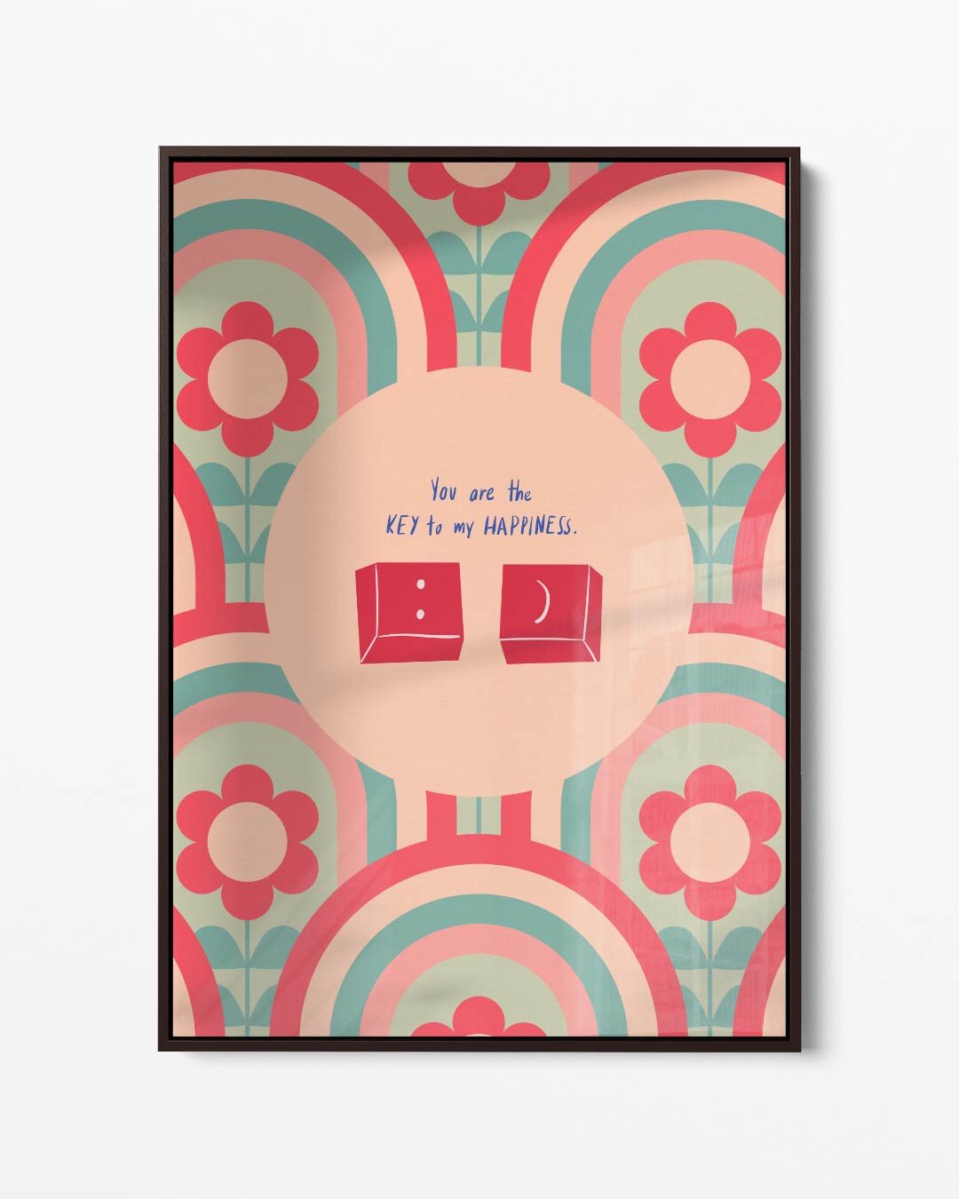 Retro Bloemen Geluksposter Kunstwerk-canvas-dibond-plexiglas-wanddecoratie-WallArtistic