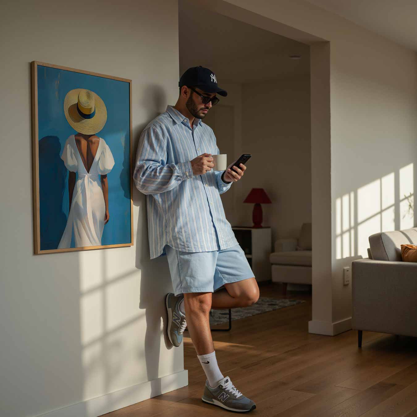 Zomerse Elegantie in Blauw Poster-WallArtistic