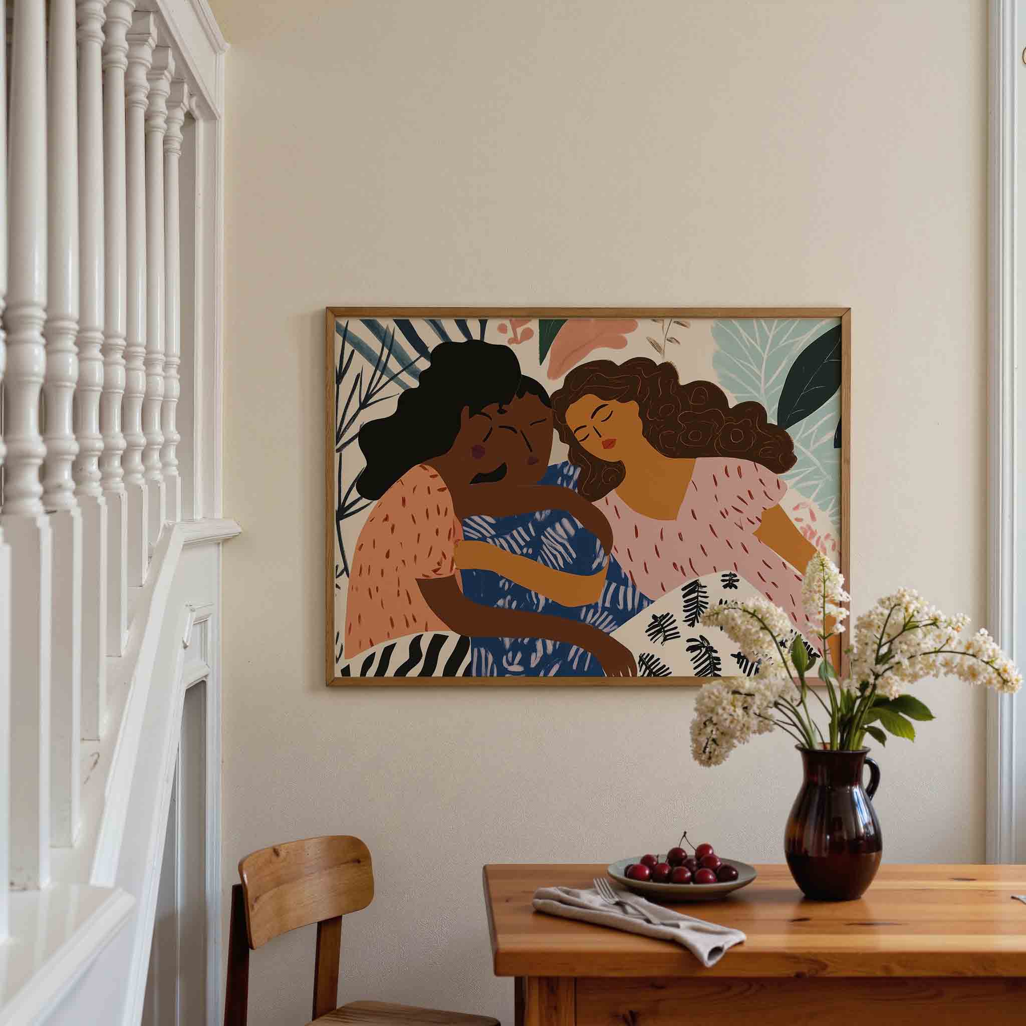 Drie vrouwen met bladeren Poster