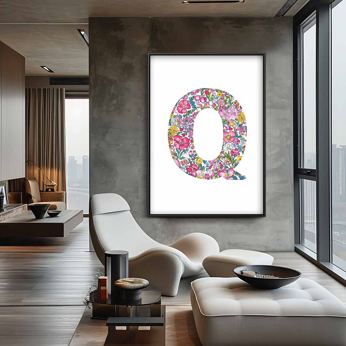 Bloemenletter Q Kunstwerk-canvas-dibond-plexiglas-wanddecoratie-WallArtistic