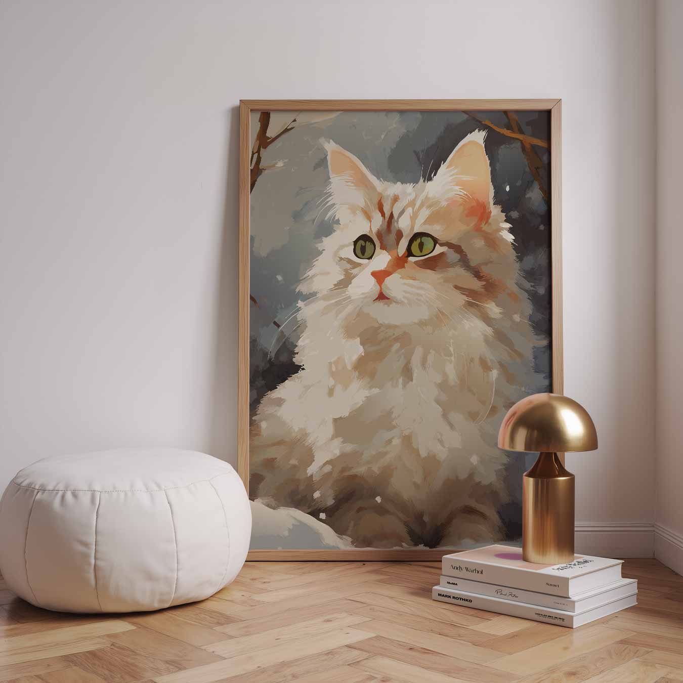 Kat in de Sneeuw Poster-WallArtistic