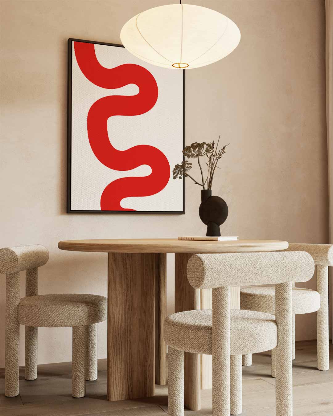 Speelse Rode Golf Kunstwerk-canvas-dibond-plexiglas-wanddecoratie-WallArtistic