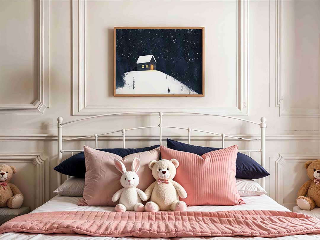 Winterlandschap met huis Poster