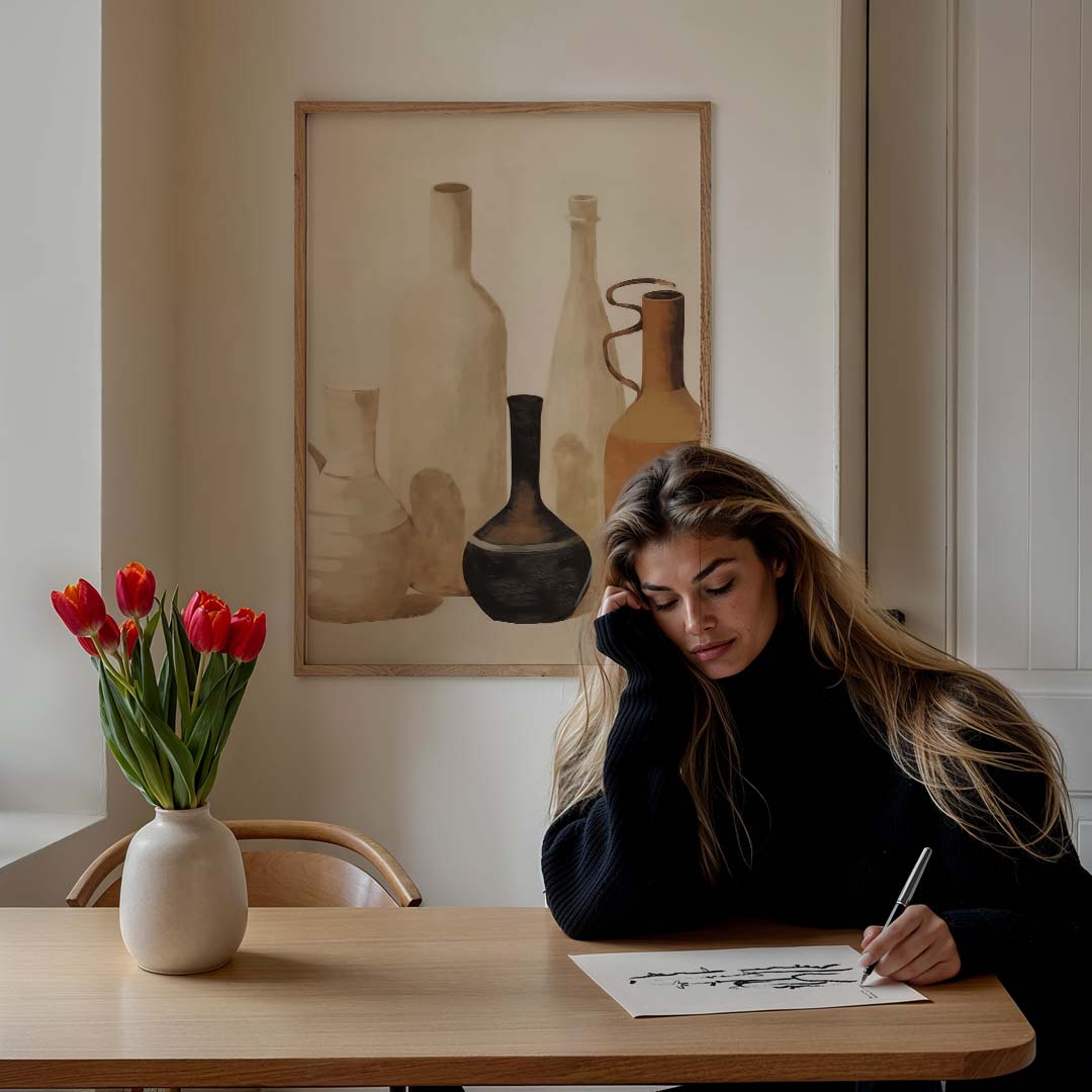 Sierlijke Vaas Compositie Poster-WallArtistic