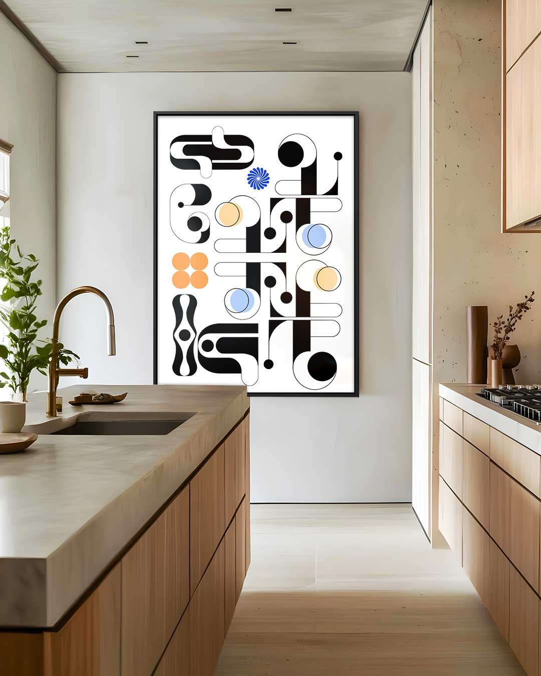 Abstracte Geometrische Compositie Kunstwerk-canvas-dibond-plexiglas-wanddecoratie-WallArtistic