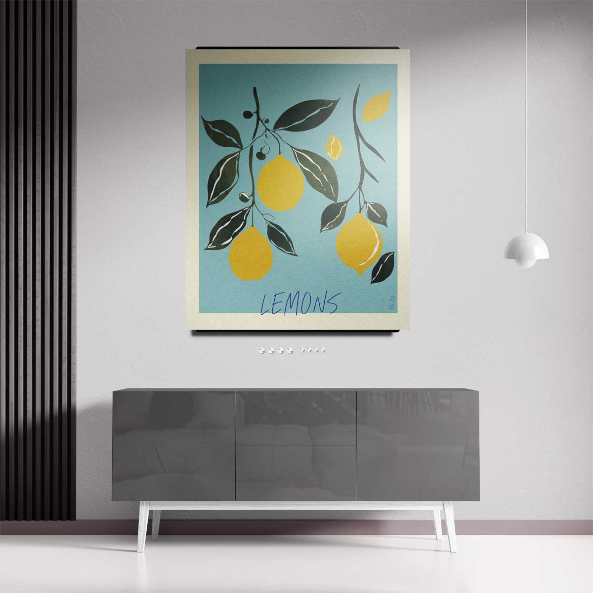 Citroenen aan de Tak Kunstwerk-canvas-dibond-plexiglas-wanddecoratie-WallArtistic