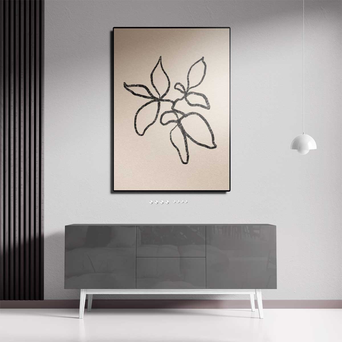 Minimalistische Bladeren Schets Kunstwerk-canvas-dibond-plexiglas-wanddecoratie-WallArtistic