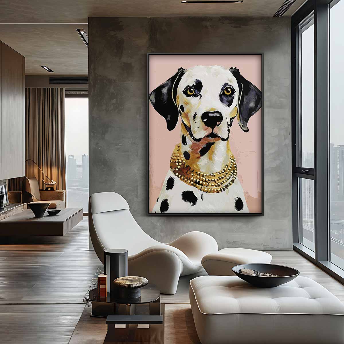 Stijlvolle Dalmatier Portret Kunstwerk-canvas-dibond-plexiglas-wanddecoratie-WallArtistic