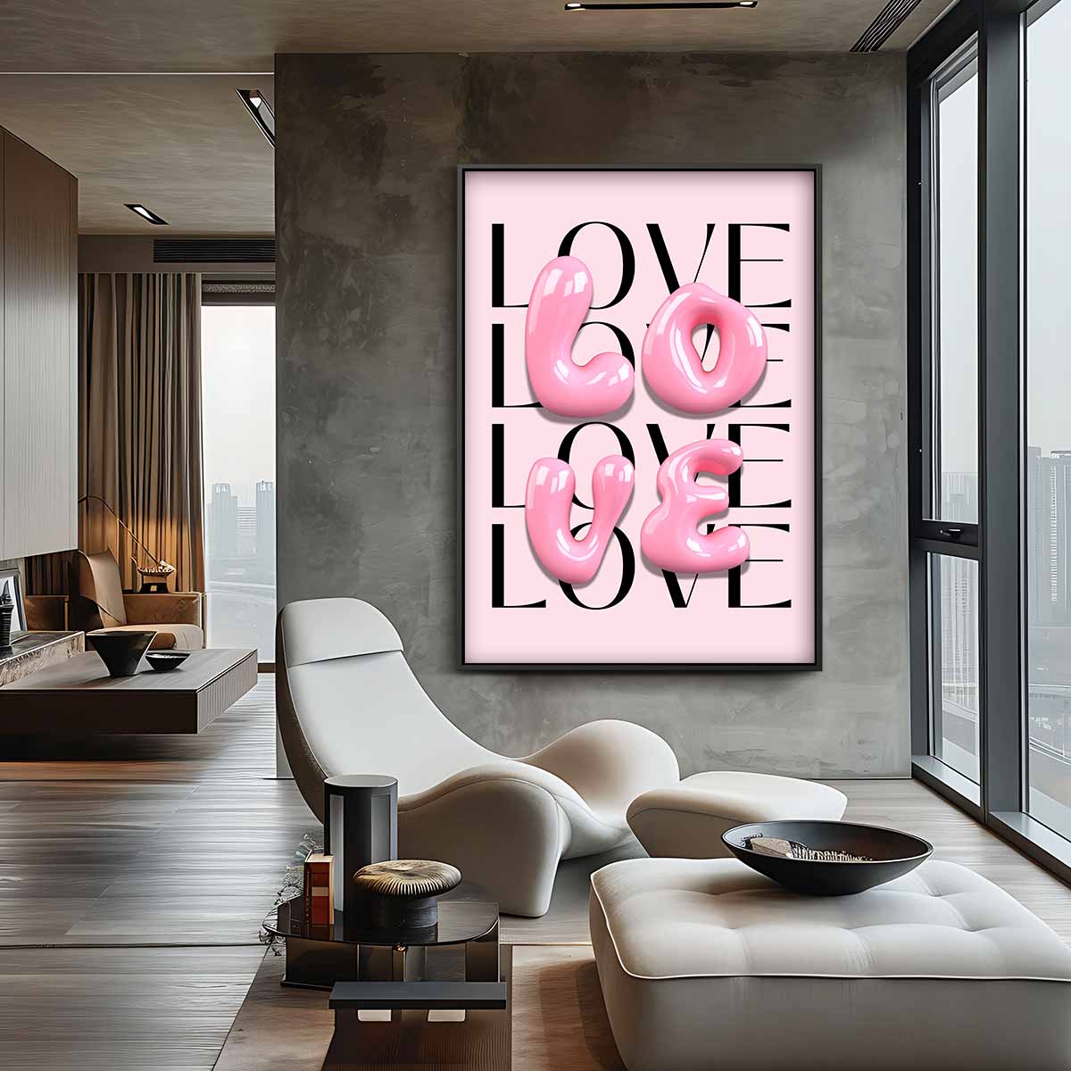 Liefde in Bubblegum Roze Kunstwerk-canvas-dibond-plexiglas-wanddecoratie-WallArtistic