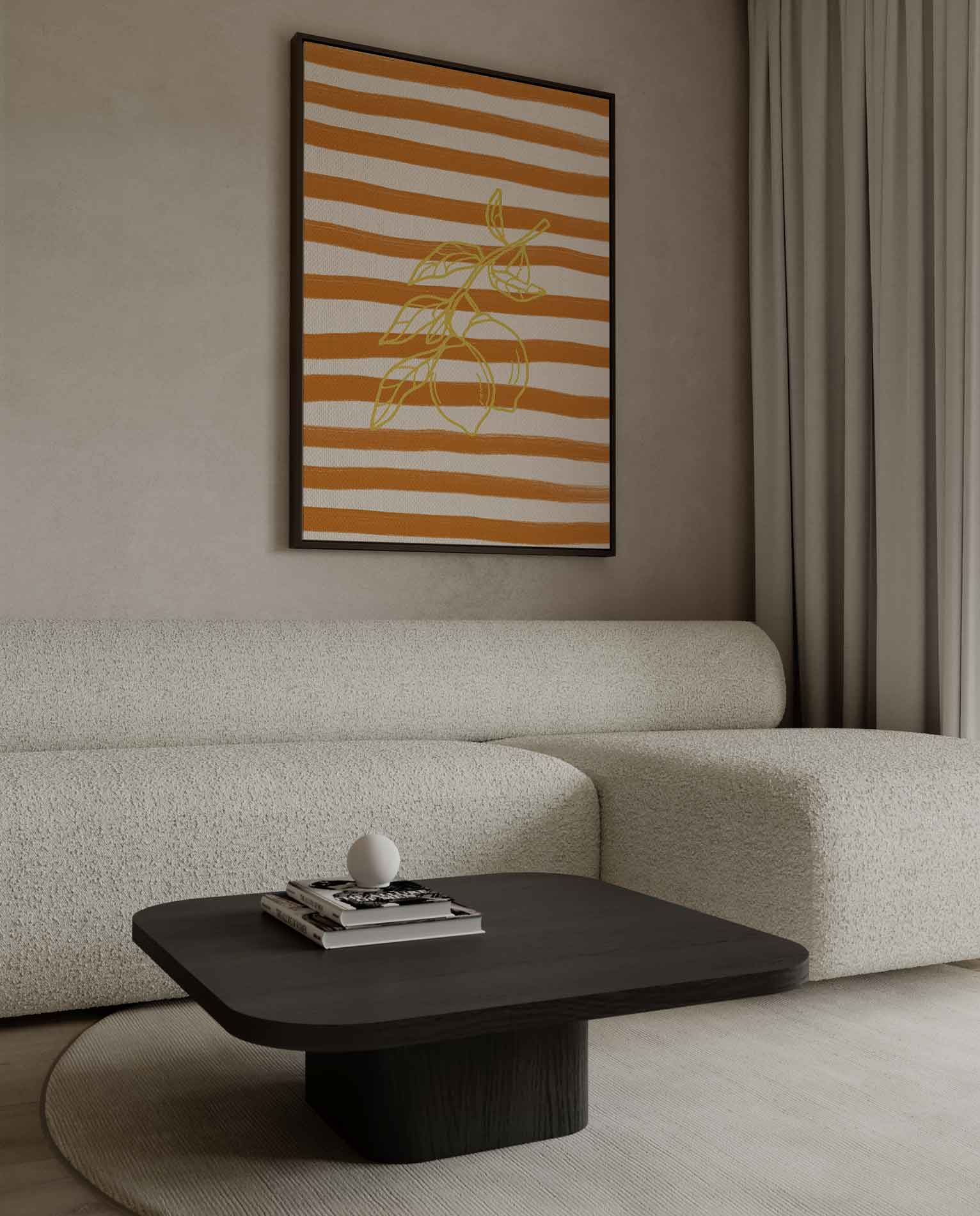 Zonnige Citroen Strepen Kunstwerk-canvas-dibond-plexiglas-wanddecoratie-WallArtistic