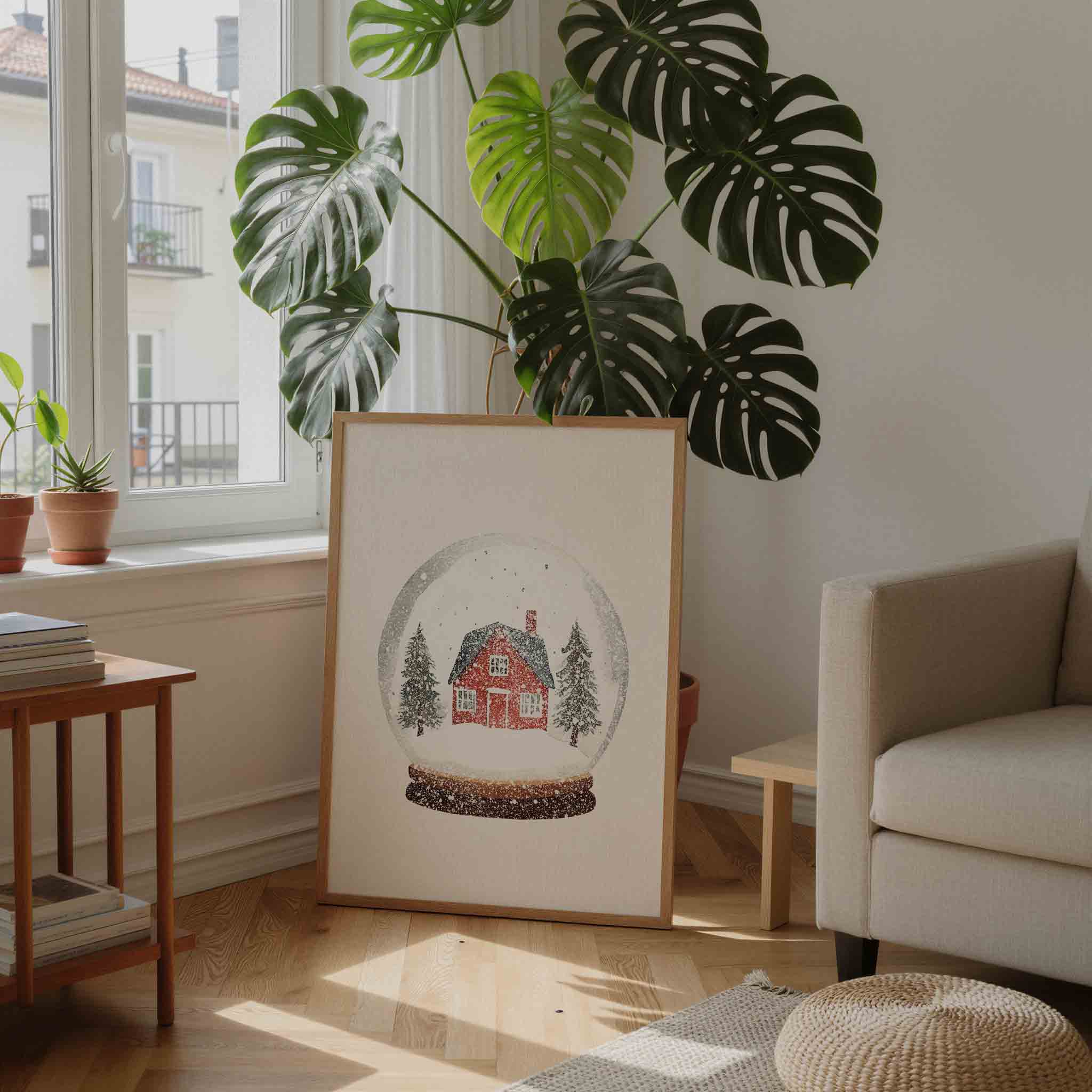 Sneeuwbol met huis Poster