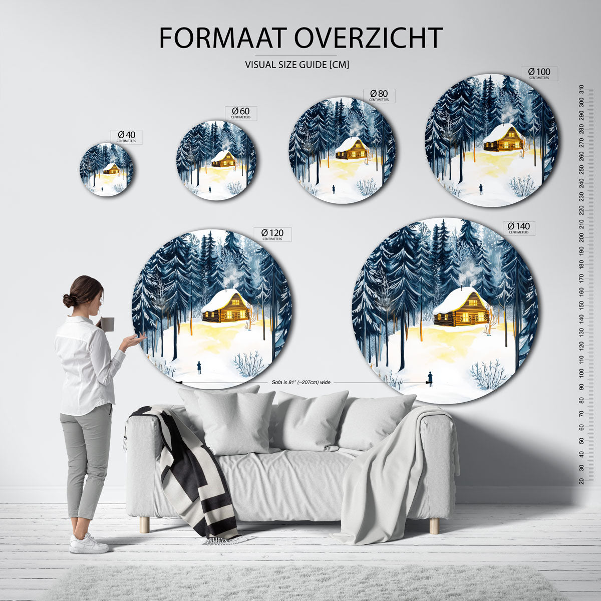 Winterlandschap met huis Muurcirkel